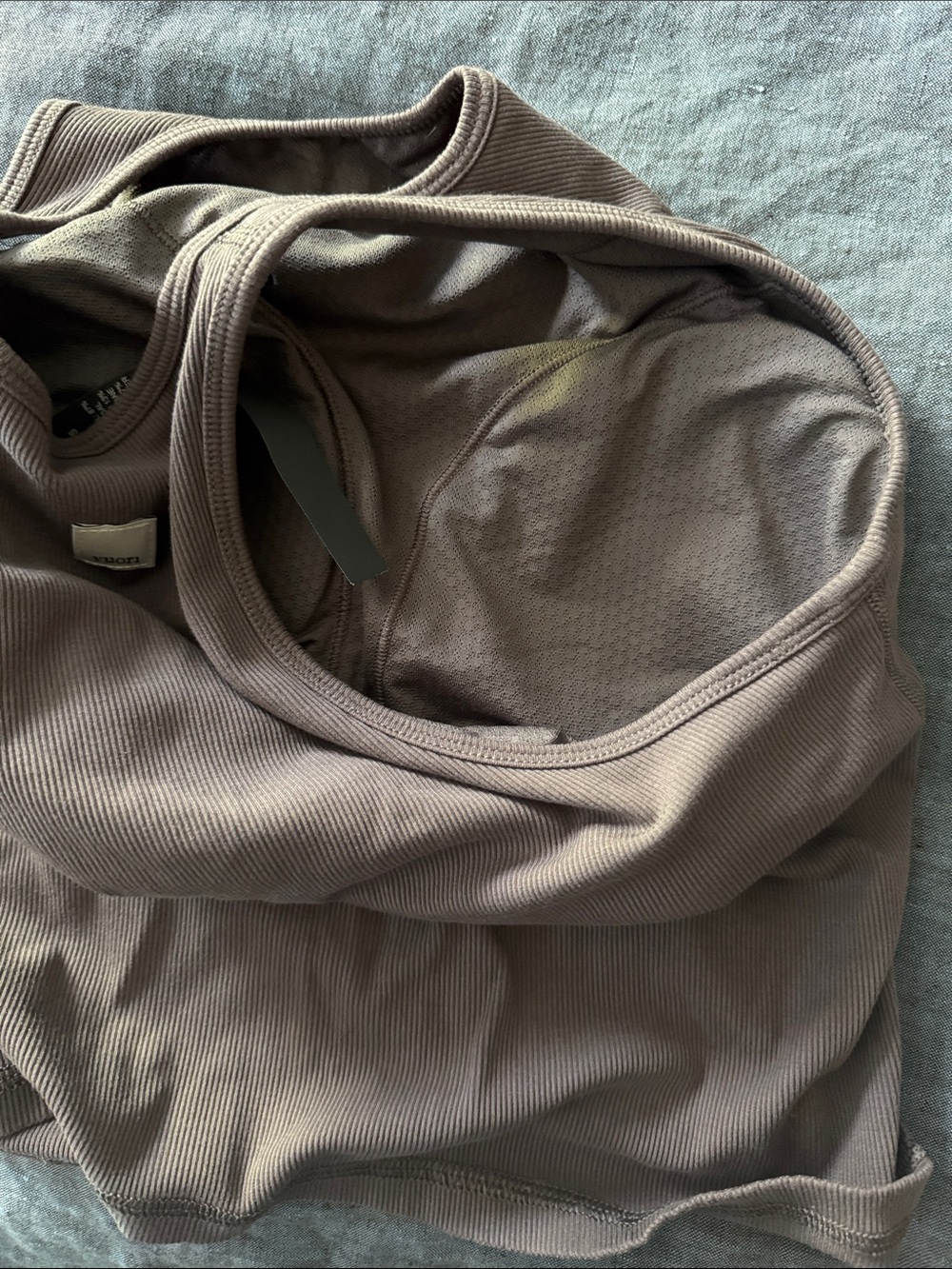 Vuori Women's Ribbed High-Neck Tank Top in Taupe - Picture 4 of 4